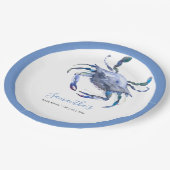 水色カニダスティブルービーチブライダルシャワー ペーパープレート (アングル)
