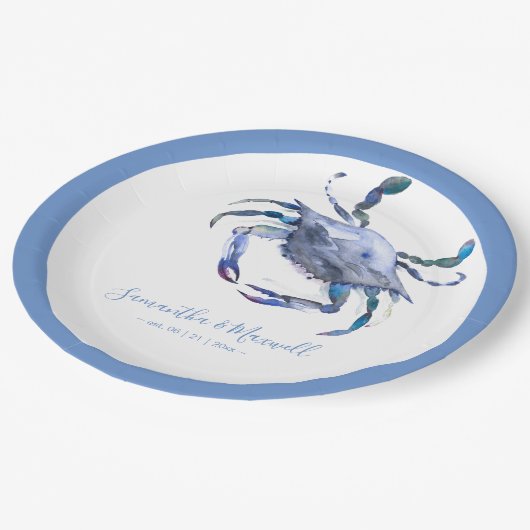 水色カニダスティブルービーチ結婚式 ペーパープレート (アングル)