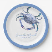 水色カニダスティブルービーチ結婚式 ペーパープレート (正面)