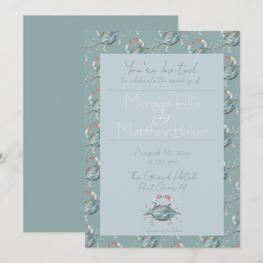 水色カニ結婚ズ 招待状 (正面/裏面)