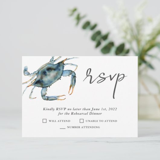 水色カニ魚介類リハーサルディナー 出欠カード (スタンド正面)