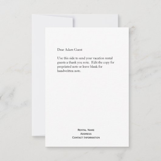 水色カニ、ビーチの町、海市ありがとう サンキューカード (裏面)