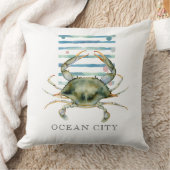 水色カニ、沿岸、ビーチ、海市 クッション (ブランケット)