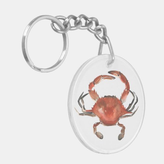 水色カニ – 赤 キーホルダー (正面左)