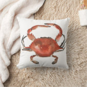 水色カニ – 赤 クッション (ブランケット)