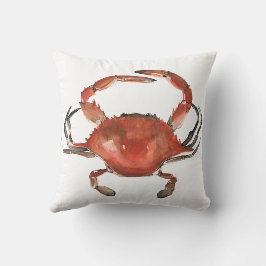 水色カニ – 赤 クッション (裏面)