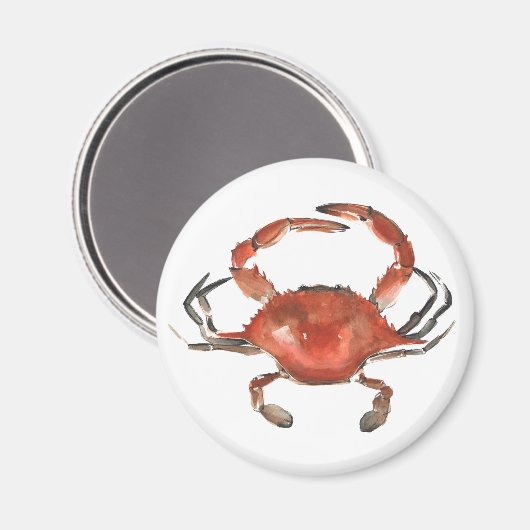 水色カニ – 赤 マグネット (正面/裏面)