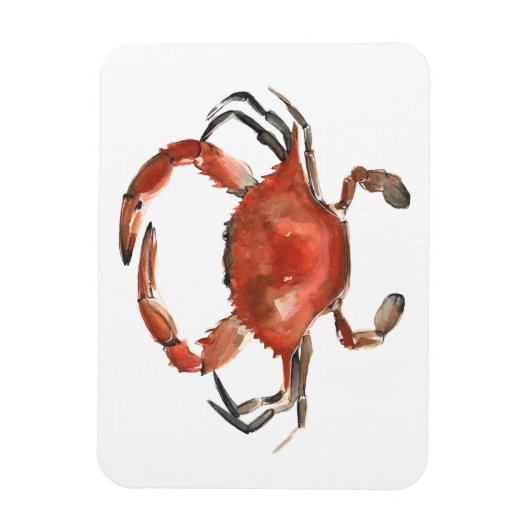 水色カニ – 赤 マグネット (縦)