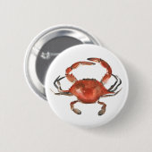 水色カニ – 赤 缶バッジ (正面&裏面)