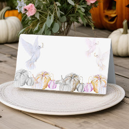 水色カボチャとホワイト鳩の感謝祭 プレイスカード