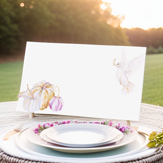 水色カボチャとホワイト鳩の感謝祭 プレイスカード