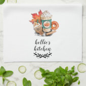 水色カボチャのスパイスコーヒー |ハッピー秋Y`all キッチンタオル (折り畳み)