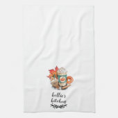 水色カボチャのスパイスコーヒー |ハッピー秋Y`all キッチンタオル (縦)