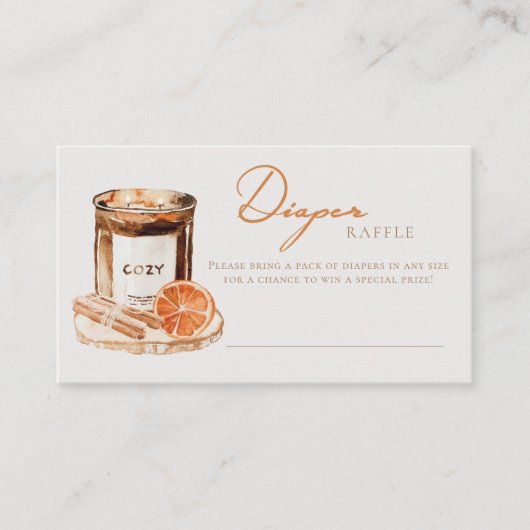 水色カボチャのスパイス赤ちゃんシャワーおむつラッフル エンクロージャーカード (正面)