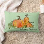 水色カボチャのハロウィンハーベストグルズ ランバークッション (ブランケット)