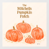 水色カボチャのパッチのパーソナライズ名 ウィンドウサイン (シート)