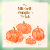 水色カボチャのパッチのパーソナライズ名 ウィンドウサイン (シート3)