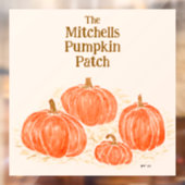 水色カボチャのパッチのパーソナライズ名 ウィンドウサイン (シート2)