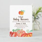 水色カボチャのパッチ仮想ベビーシャワー 招待状 (スタンド正面)