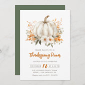 水色カボチャフローラ感謝祭ディナー 招待状 (正面/裏面)