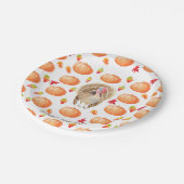 水色カボチャ七面鳥パターン感謝祭 ペーパープレート (アングル)