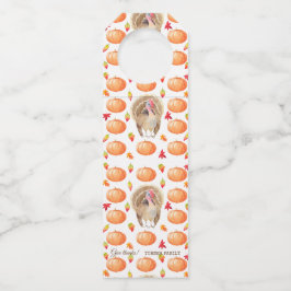 水色カボチャ七面鳥パターン感謝祭 ボトルネックタグ