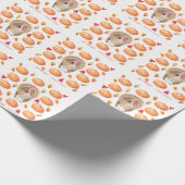 水色カボチャ七面鳥パターン感謝祭 ラッピングペーパー (角)