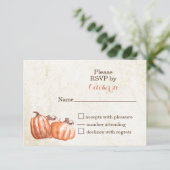 水色カボチャ秋収穫結婚式RSVPカード 出欠カード (スタンド正面)