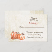 水色カボチャ秋収穫結婚式RSVPカード 出欠カード (正面/裏面)