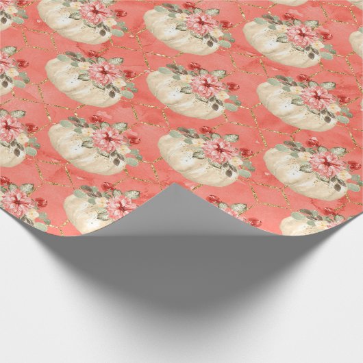 水色カボチャ赤ちゃんシャワー誕生日の好意 ラッピングペーパー (角)