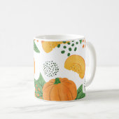 水色カボチャ野菜：オレンジ色シームレス コーヒーマグカップ (正面右)