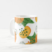 水色カボチャ野菜：オレンジ色シームレス コーヒーマグカップ (正面左)