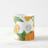 水色カボチャ野菜：オレンジ色シームレス コーヒーマグカップ (中央)