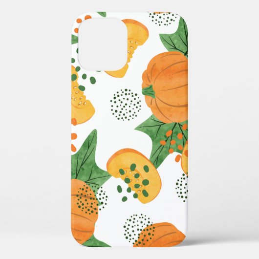 水色カボチャ野菜:オレンジ色シームレス Case-Mate iPhoneケース (裏面)