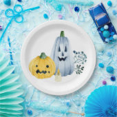 水色カボチャ ペーパープレート (パーティー)