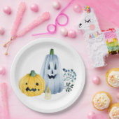 水色カボチャ ペーパープレート (パーティー)