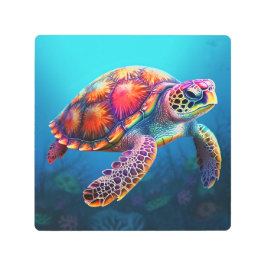 水色カメ メタルプリント