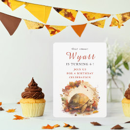 水色カメ – 誕生日招待状カード 招待状