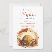 水色カメ – 誕生日招待状カード 招待状 (正面)