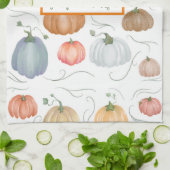 水色カラフルつる植物カボチャのパッチ キッチンタオル (折り畳み)