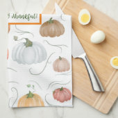 水色カラフルつる植物カボチャのパッチ キッチンタオル (四つ折り)