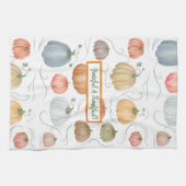 水色カラフルつる植物カボチャのパッチ キッチンタオル (横)