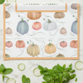 水色カラフルつる植物カボチャのパッチ キッチンタオル (折り畳み)