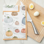 水色カラフルつる植物カボチャのパッチ キッチンタオル (四つ折り)