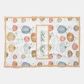 水色カラフルつる植物カボチャのパッチ キッチンタオル (横)