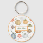 水色カラフルつる植物カボチャのパッチ キーホルダー (正面)