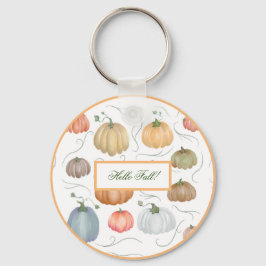 水色カラフルつる植物カボチャのパッチ キーホルダー