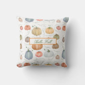 水色カラフルつる植物カボチャのパッチ クッション (正面)