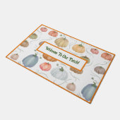 水色カラフルつる植物カボチャのパッチ ドアマット (アングル)