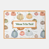 水色カラフルつる植物カボチャのパッチ ドアマット (正面)